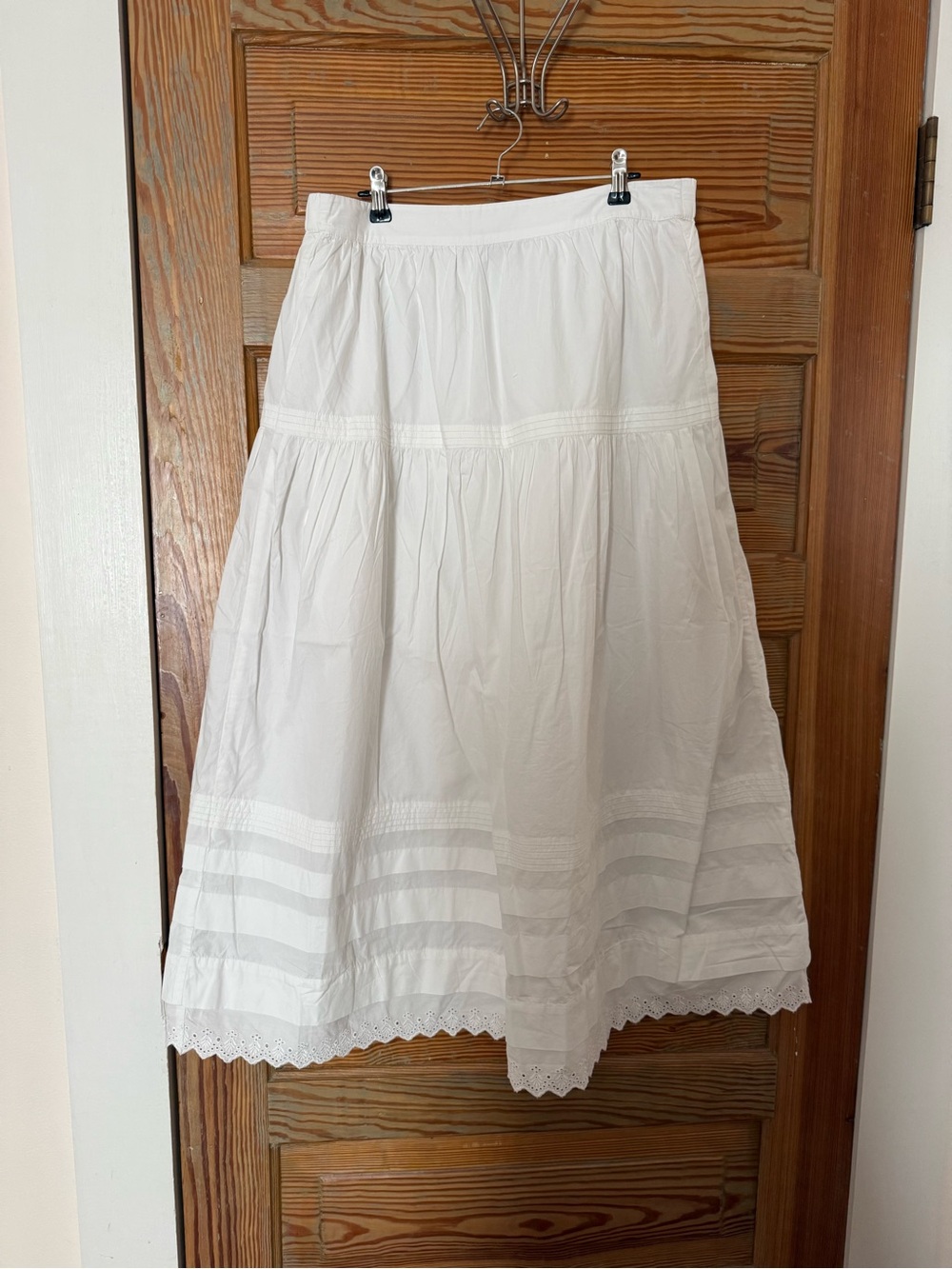 Quince Organic Cotton Poplin Pintuck Maxi Skirt White Medium Lined - Picture 12 of 14